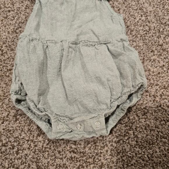 Toddler Girl Rylee + Cru Green Linen Blend One Piece Romper Outfit | Size 2-3Y - Picture 4 of 9